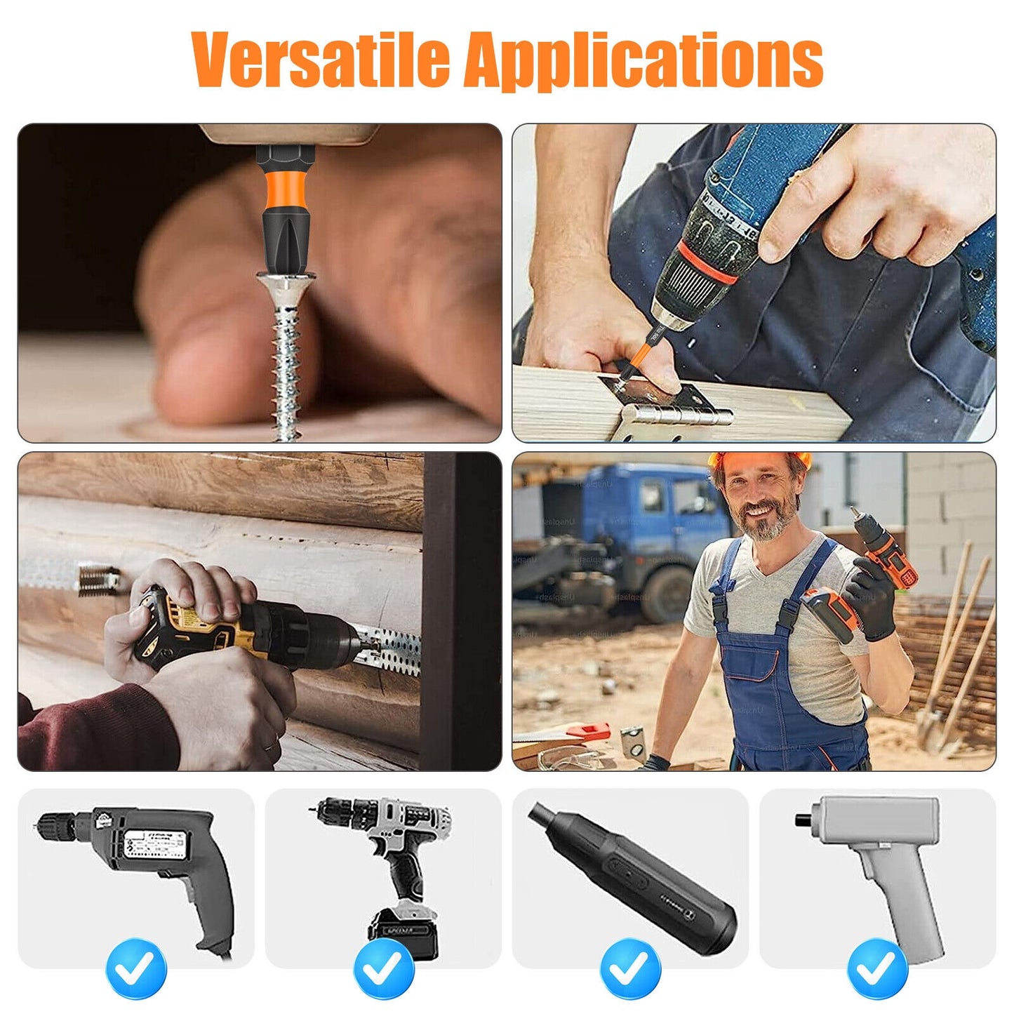 12Pcs PH2 Magnetic Screwdriver Drill Bits 1/4" Hex-Shank Strong Magnets Excellent Hardness Impact Driver Bit Set black