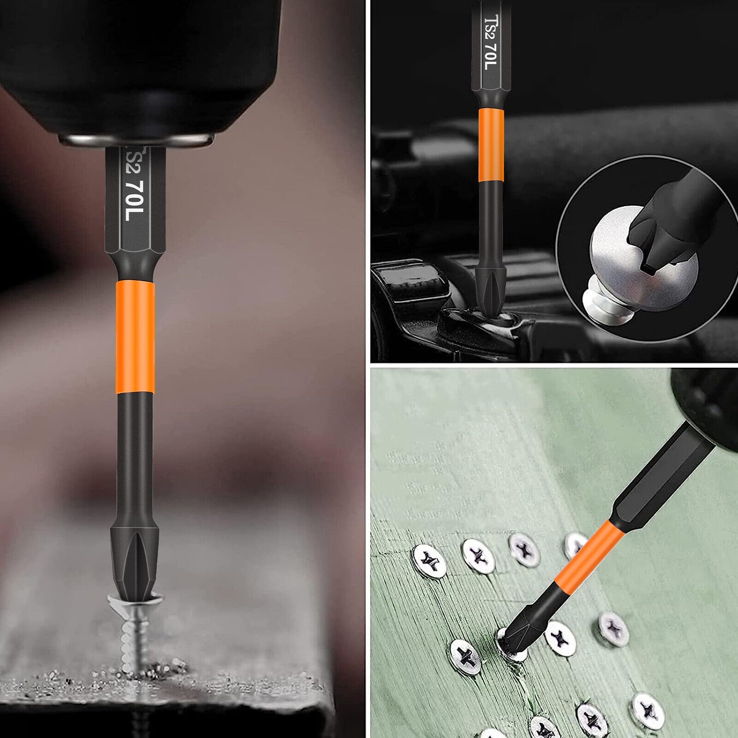 12Pcs PH2 Magnetic Screwdriver Drill Bits 1/4" Hex-Shank Strong Magnets Excellent Hardness Impact Driver Bit Set black