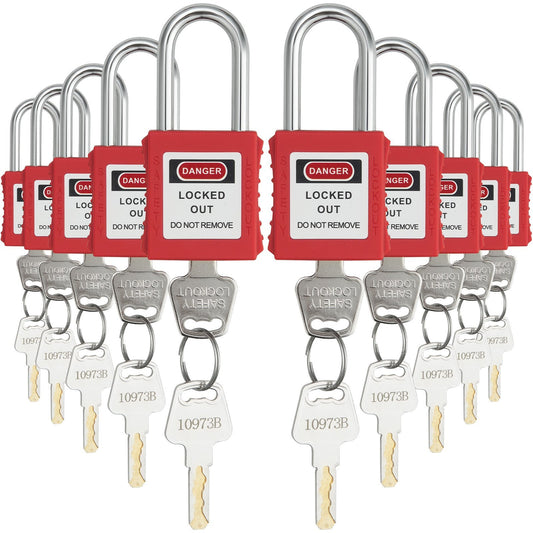 VEVOR Lockout Tagout Locks Set, 10 PCS Red Safety Lockout Padlocks, with 2 Keys Per Lock, OSHA Compliant Lockout Locks, Lock Out Tag Out Safety Padlocks for Electrical Lockout Tag Out Kits
