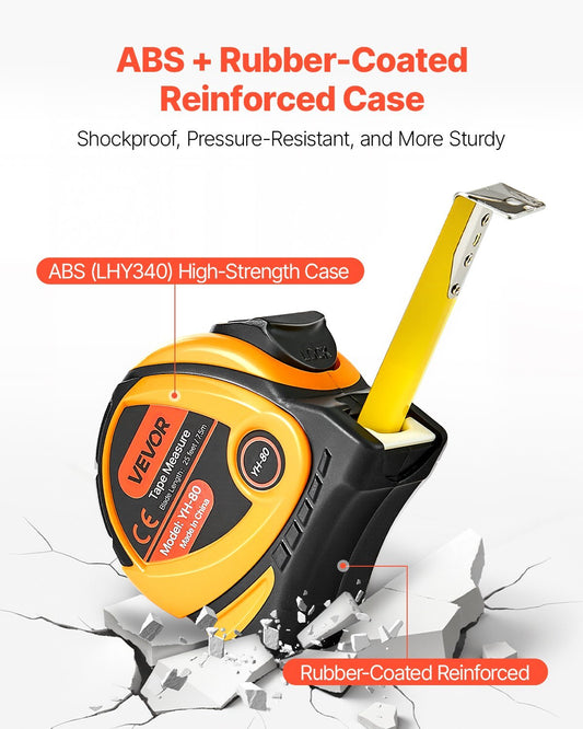 Tape Measure 25 ft Length, Measuring Tape with Retractable, Imperial and Metric ft/m Dual-Scale & ABS Case & Easy Read Steel Measurement Tool, for Outdoor,Decoration