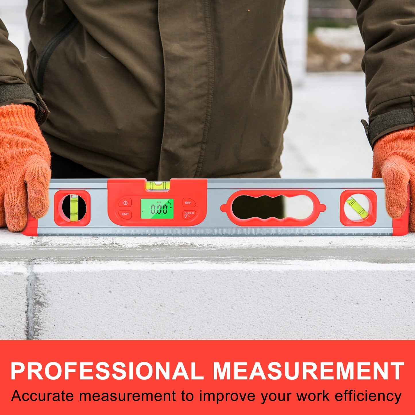 HLW-SJ-1 Digital Display Level Protractor Inclinometer Level Smart Electronic Level Tool Red